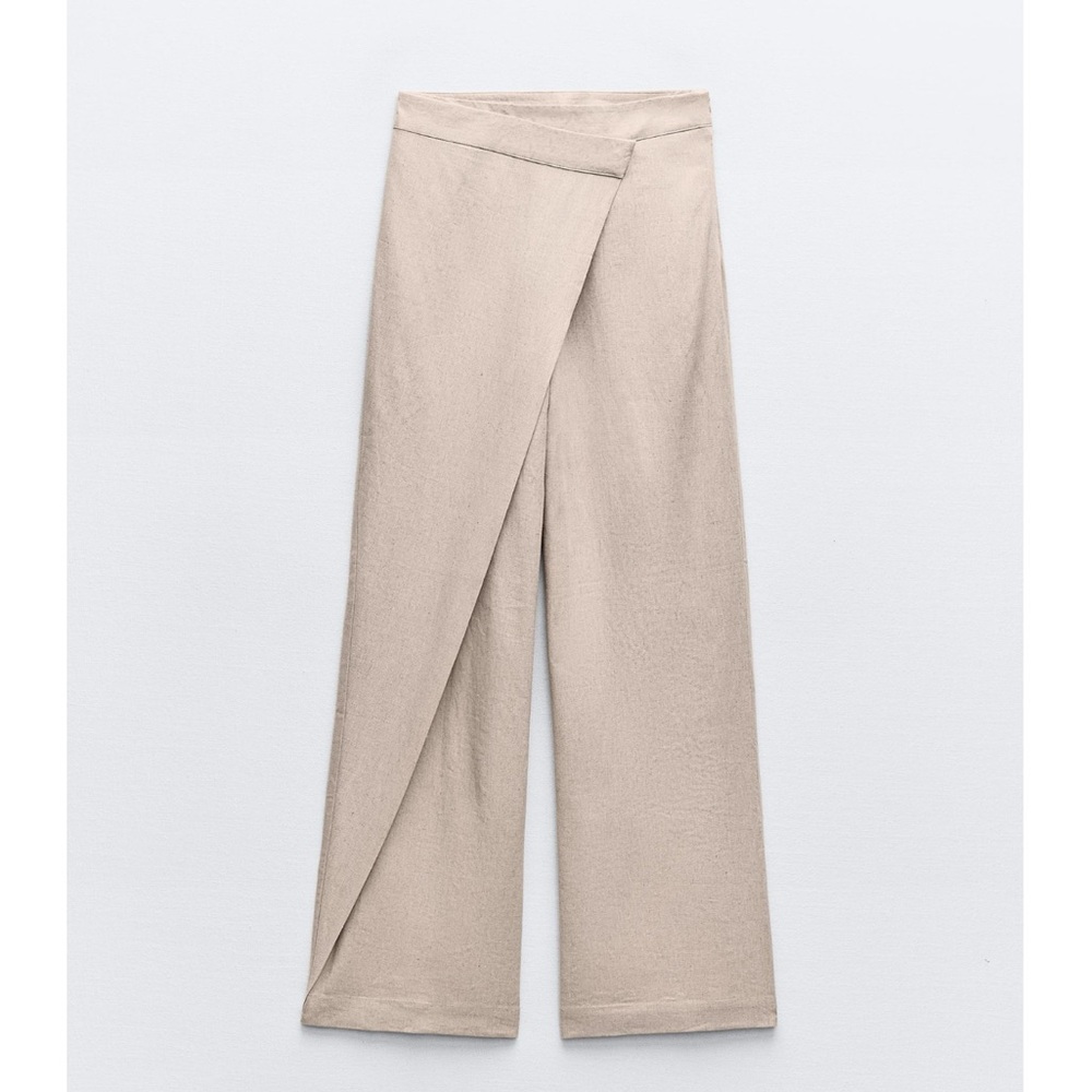 Zara LINEN BLEND PAREO PANTS - Picture 3 of 12
